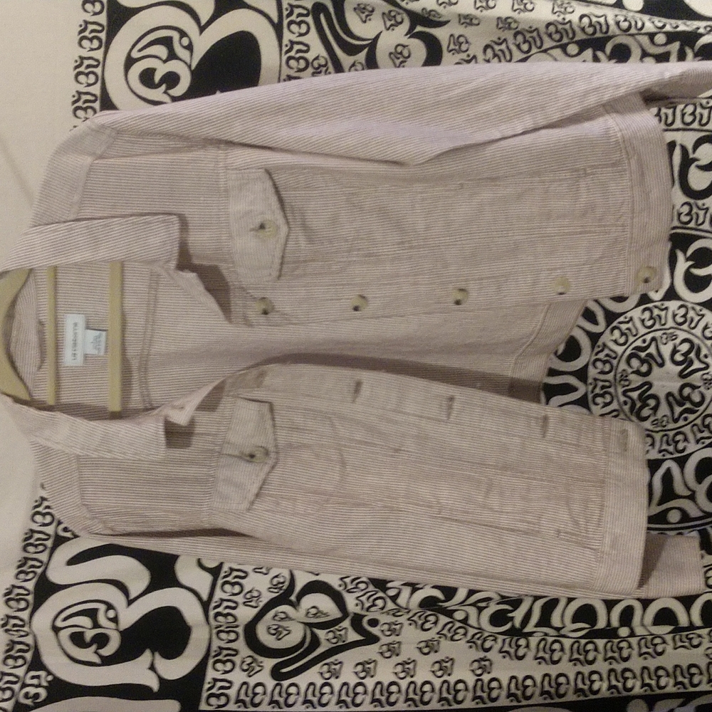 Liz Claiborne Elevated Linen/Cotton Top with Jean Jacket Styling Size Large